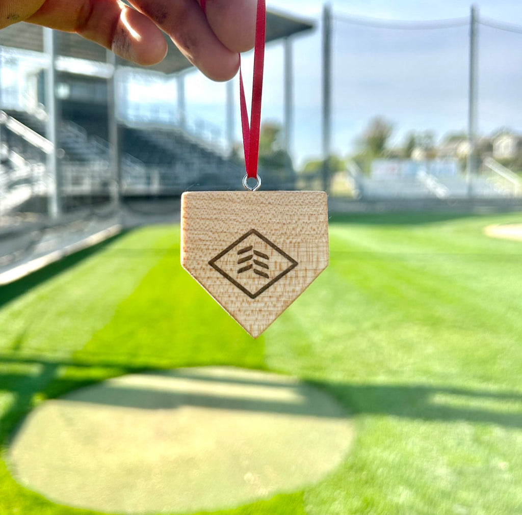 Small Batch No. 9 Wood Bat Home Plate Ornaments