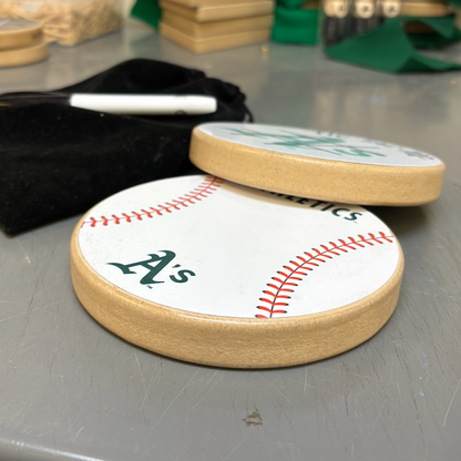 Atlanta Braves Portable Dry Erase Game Board - 6.5" Double-Sided Wooden Tic Tac Toe Travel Set with Marker & Bag