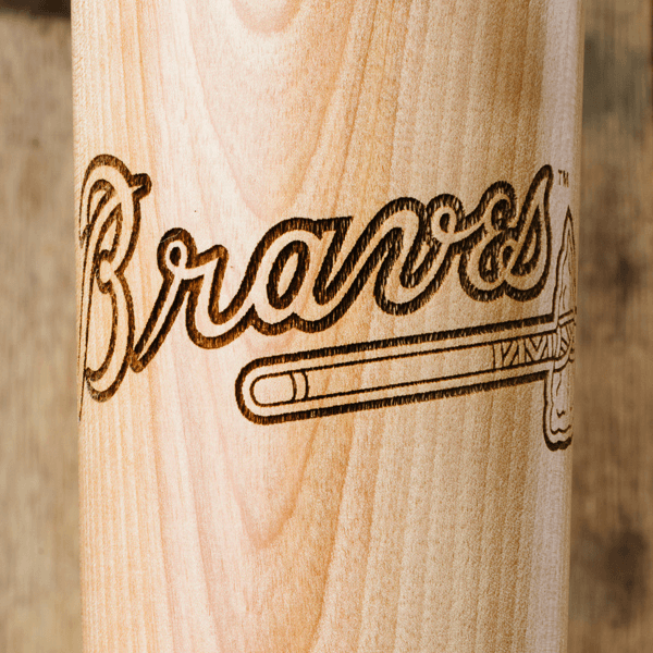 baseball bat mug Atlanta Braves close up